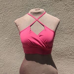 Hot Pink top Sweet Heart Neckline Light Pads Sports Bra Large